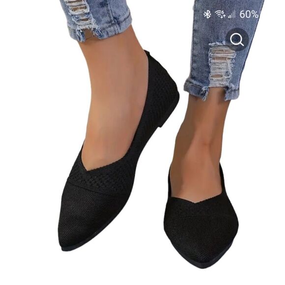 Black knit pointed Toe flats - Picture 2 of 2